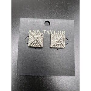 Ann Taylor Silver Crystal Square Earrings
